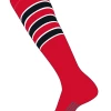 Twin City Dugout Knee High Socks -Scarlet White Black