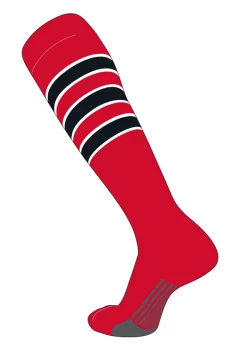 Twin City Dugout Knee High Socks -Scarlet White Black
