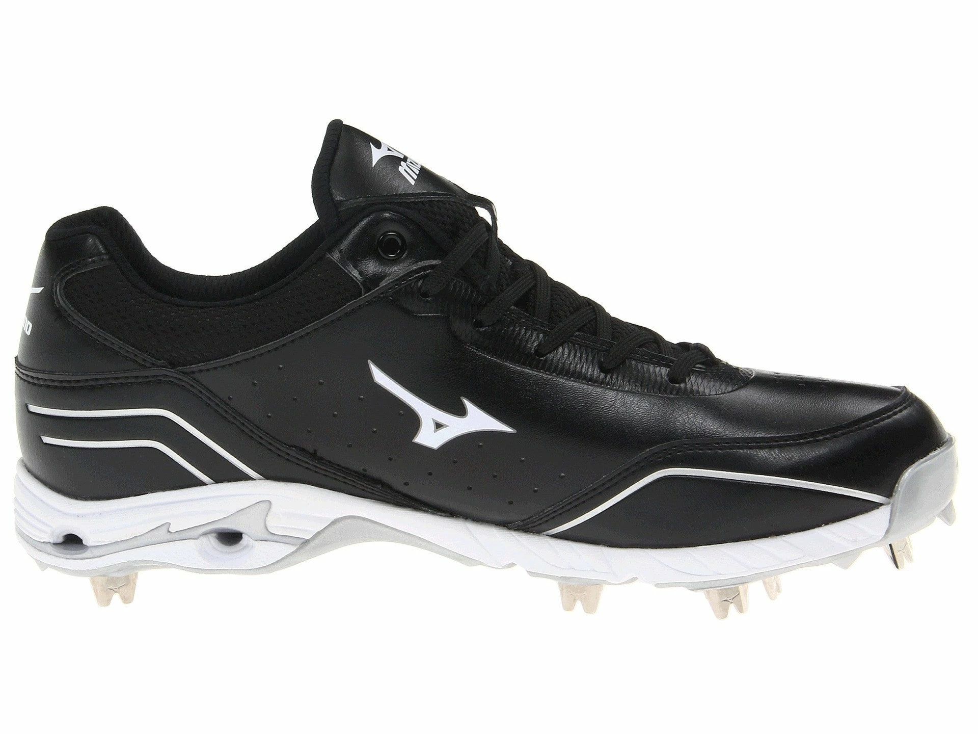 Mizuno 9-Spike Advanced Classic 7 Low Men's Metal Cleats - Black White 2 Mizuno 9-Spike Advanced Classic 7 Low Men's Metal Cleats - Black White - Image 2