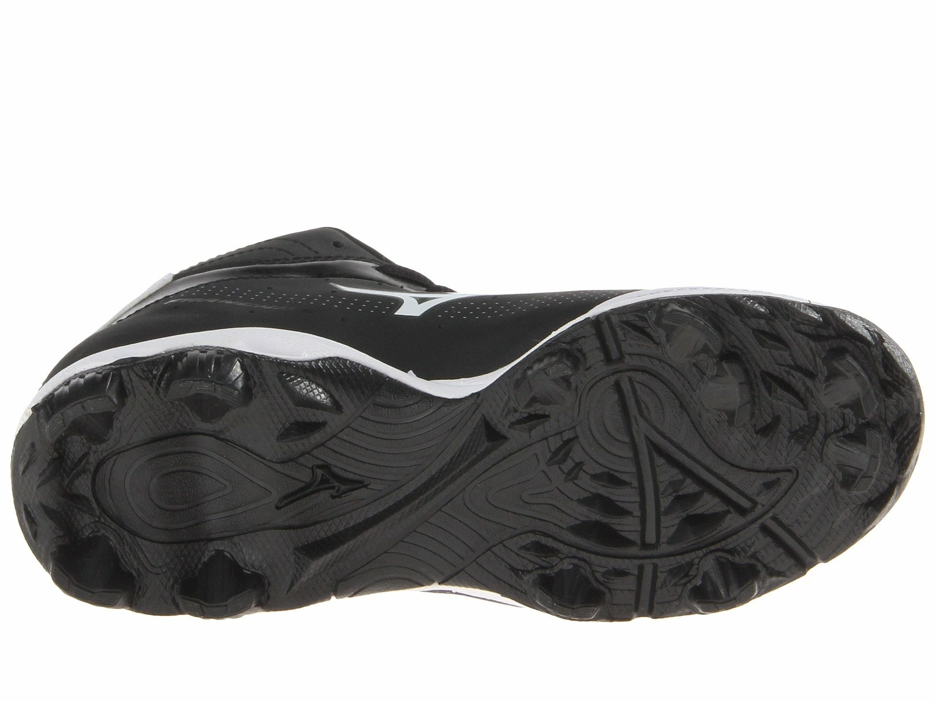 Mizuno 9 Spike Franchise 7 Mid Youth Molded Cleats - Black White 3 Mizuno 9 Spike Franchise 7 Mid Youth Molded Cleats - Black White - Image 3