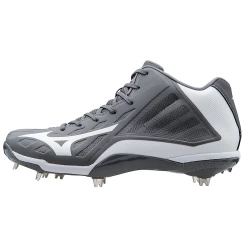 Mizuno Heist IQ Mid Cleats - Gray White