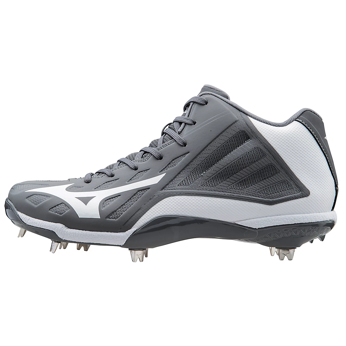 Mizuno Heist IQ Mid Cleats - Gray White 1 Mizuno Heist IQ Mid Cleats - Gray White