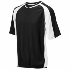 Mizuno 2 Color Mesh Short Sleeve Batting Jersey - Black-White