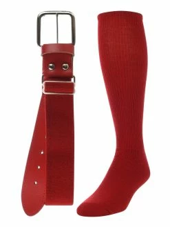 Twin City Belt Knee High Sock Combo - Scarlet