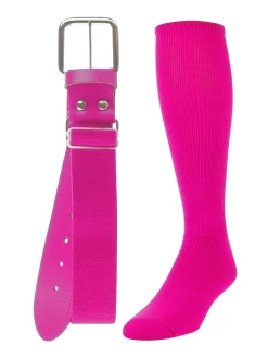 Twin City Belt Knee High Sock Combo - Hot Pink