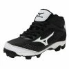 Mizuno 9 Spike Franchise 7 Mid Youth Molded Cleats - Black White