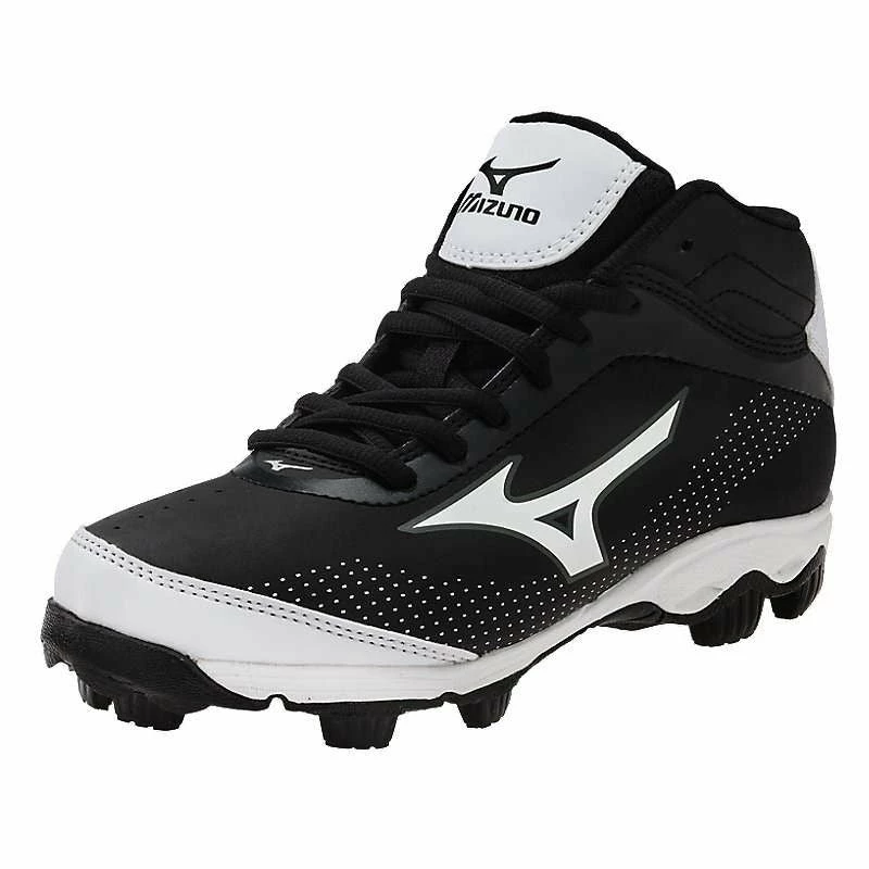 Mizuno 9 Spike Franchise 7 Mid Youth Molded Cleats - Black White 1 Mizuno 9 Spike Franchise 7 Mid Youth Molded Cleats - Black White