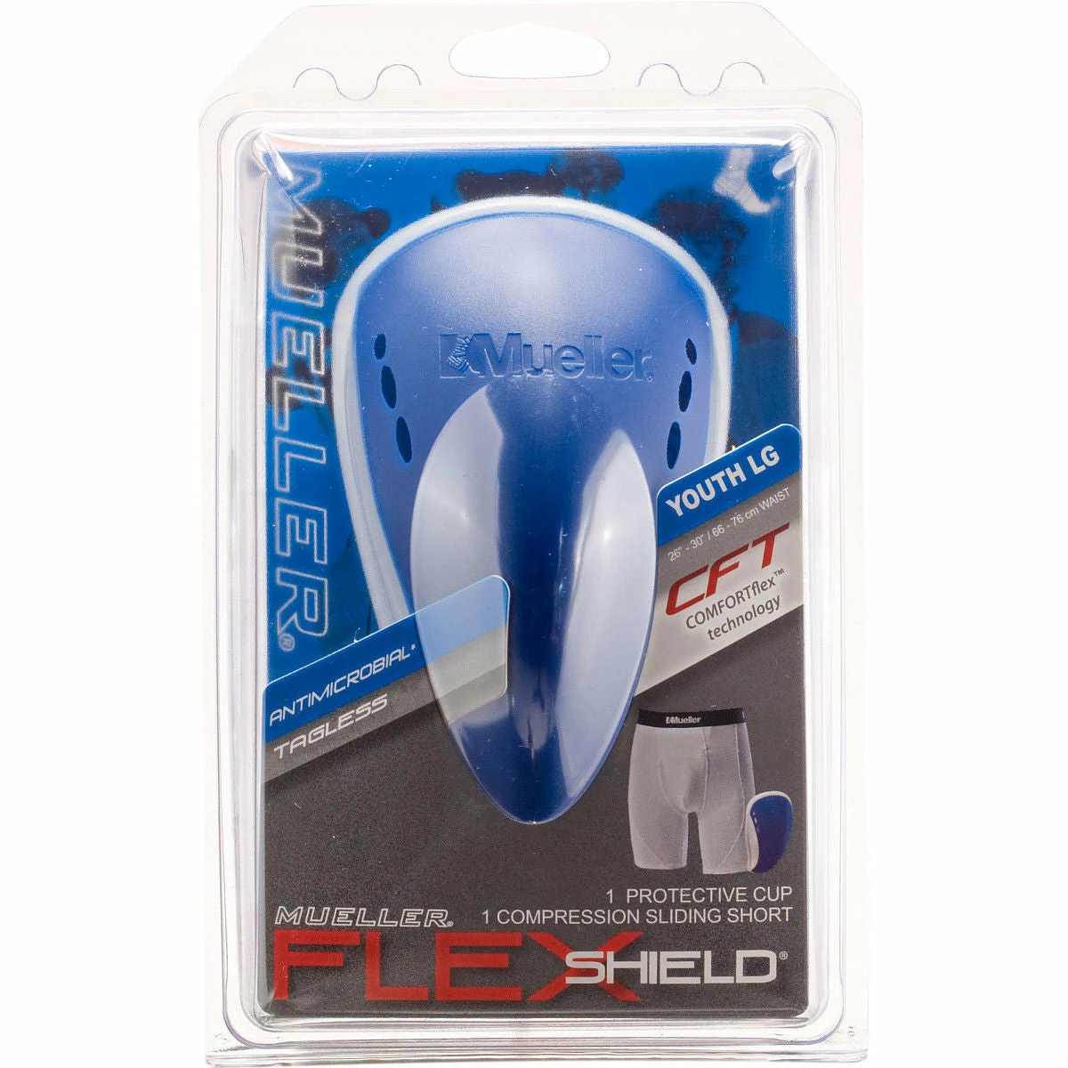 Mueller Youth Athletic Support Brief With Flex Shield Cup - Blue 2 Mueller Youth Athletic Support Brief With Flex Shield Cup - Blue - Image 2